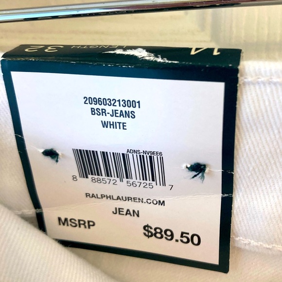 NWT Lauren Ralph Lauren Straight Denim Jeans Ankle White 14 - Picture 7 of 10